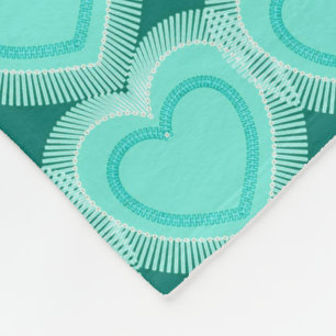 Modern Abstract hart - Aqua en Turquoise Fleece Deken