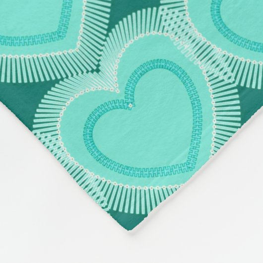 Modern Abstract hart - Aqua en Turquoise Fleece Deken (Hoek)