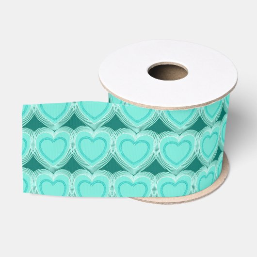 Modern Abstract hart - Aqua en Turquoise Grosgrain Lint (Spoel)