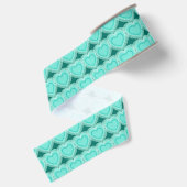 Modern Abstract hart - Aqua en Turquoise Grosgrain Lint (Achterkant)