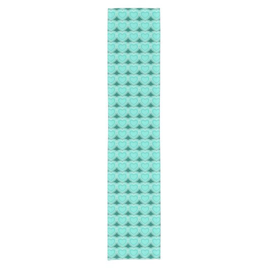 Modern Abstract hart - Aqua en Turquoise Korte Tafelloper (Voorkant)