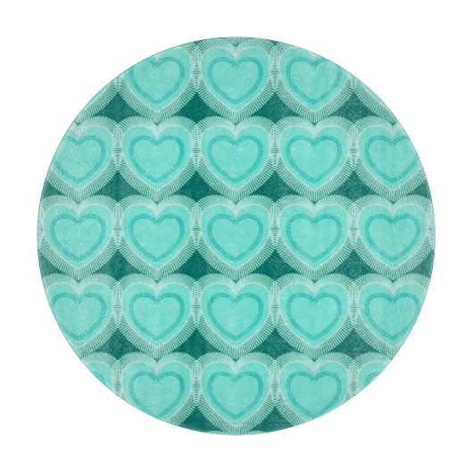 Modern Abstract hart - Aqua en Turquoise Snijplank (Voorkant)