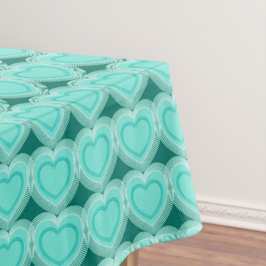 Modern Abstract hart - Aqua en Turquoise Tafelkleed (Voorbeeld)