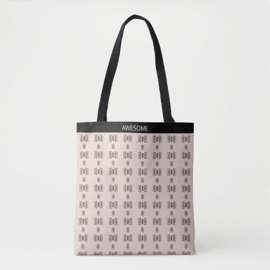 Modern abstract helicoïdaal patroon op beige tote bag (Voorkant)
