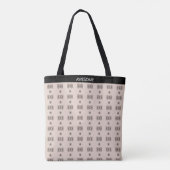 Modern abstract helicoïdaal patroon op beige tote bag (Achterkant)