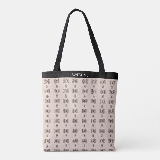 Modern abstract helicoïdaal patroon op beige tote bag (Achterkant)