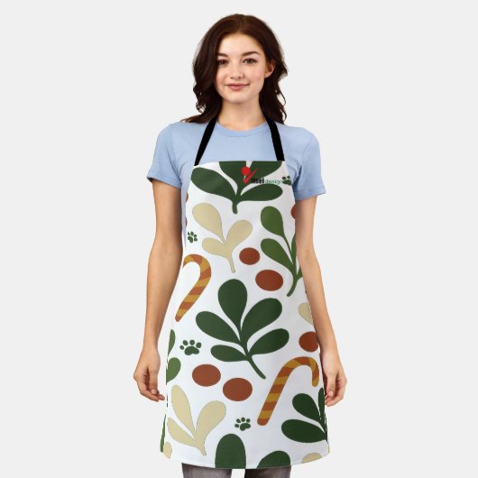 Modern Abstract Holly & Paw Print Pattern Christma Schort (Gedragen)