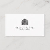 Modern Abstract Home Logo Realtor Black and White Visitekaartje (Voorkant)