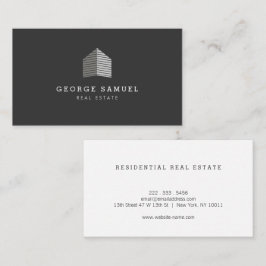 Modern Abstract Home Logo Realtor Black & White Visitekaartje