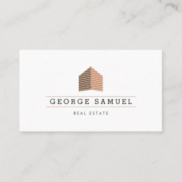 Modern Abstract Home Logo Realtor Golden Monogram Visitekaartje