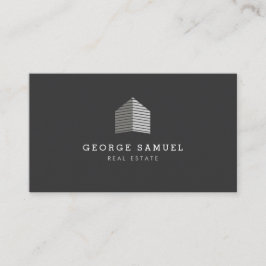 Modern Abstract Home Logo Realtor Gray White Visitekaartje