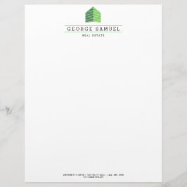 Modern Abstract Home Logo Realtor Green and White Briefhoofd