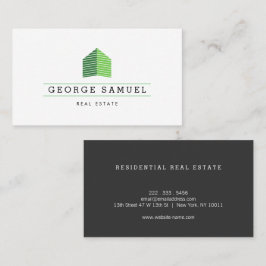 Modern Abstract Home Logo Realtor Green Monogram Visitekaartje
