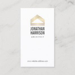 Modern Abstract Huis Logo Goud/Wit Visitekaartje