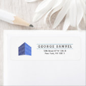 Modern Abstract Huis Logo Makelaar Blauw Wit Etiket (Insitu)