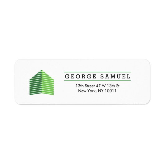 Modern Abstract Huis Logo Makelaar Groen en Wit Etiket (Voorkant)