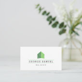 Modern Abstract Huis Logo Makelaar Groen Monogram Visitekaartje (Staand voorkant)