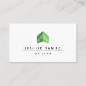 Modern Abstract Huis Logo Makelaar Groen Monogram Visitekaartje (Voorkant)