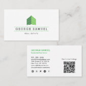 Modern Abstract Huis Logo Makelaar QR Code Wit Visitekaartje (Voorkant / Achterkant)