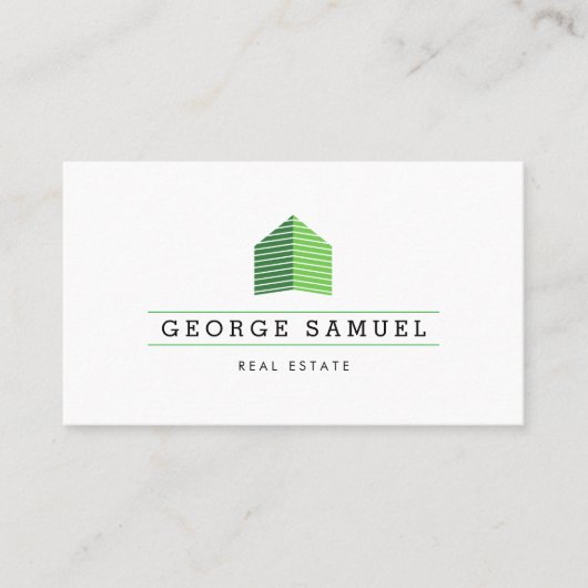 Modern Abstract Huis Logo Makelaar QR Code Wit Visitekaartje (Voorkant)