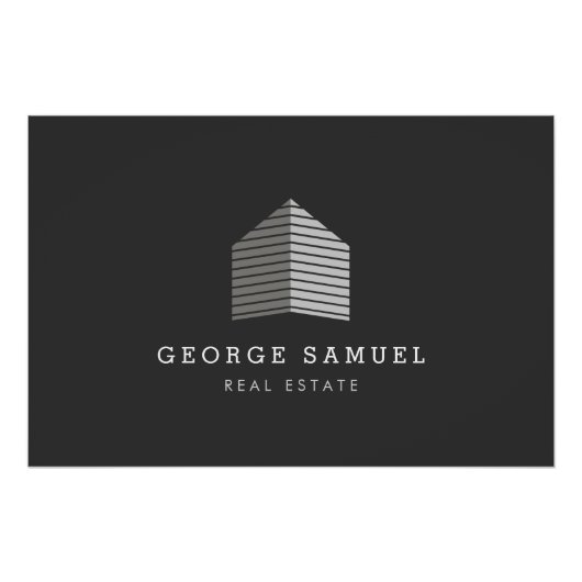 Modern Abstract Huis Logo Makelaar Zwart Perfect Poster (Voorkant)