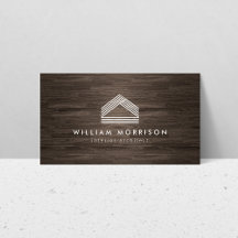 Modern Abstract Huis Logo op Dark Woodgrain