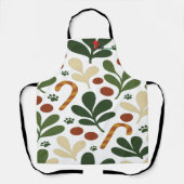 Modern Abstract Hulst & Pootafdruk Patroon Kerstmi Schort (Voorkant)