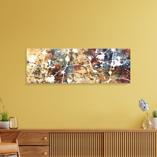 Modern Abstract in blauw, bourgogne en natuurlijk Canvas Afdruk (Insitu (Woonkamer))