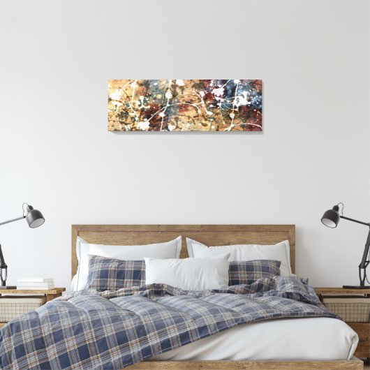 Modern Abstract in blauw, bourgogne en natuurlijk Canvas Afdruk (Insitu (Slaapkamer))