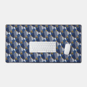 modern Abstract in blauw en wit Bureaumat (Keyboard & Muis)