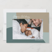 Modern Abstract in Blauwgroen Aangepast fototoeste Feestdagenkaart (Voorkant)