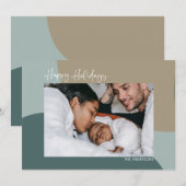 Modern Abstract in Blauwgroen Aangepast fototoeste Feestdagenkaart (Voorkant / Achterkant)