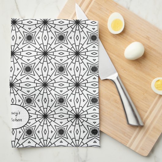 Modern Abstract in zwart-wit | Thee & thee Theedoek (Quarter Fold)