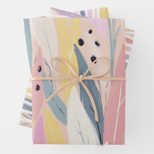 Modern Abstract inpakpapier Flat Sheet Set van 3 (In situ)