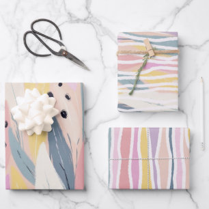 Modern Abstract inpakpapier Flat Sheet Set van 3
