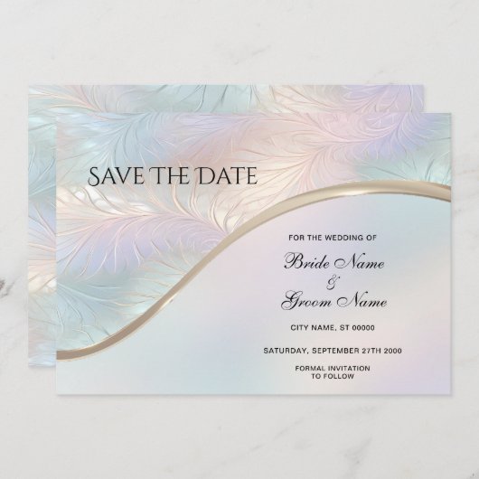 Modern Abstract iriserend bewaar de datum Save The Date (Voorkant / Achterkant)
