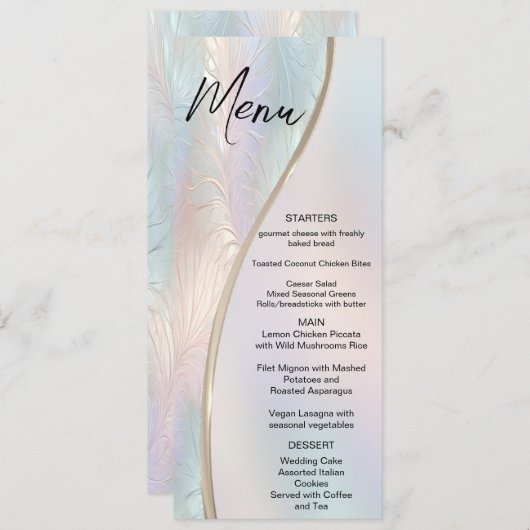 Modern Abstract iriserend huwelijksmenu Menu (Voorkant / Achterkant)