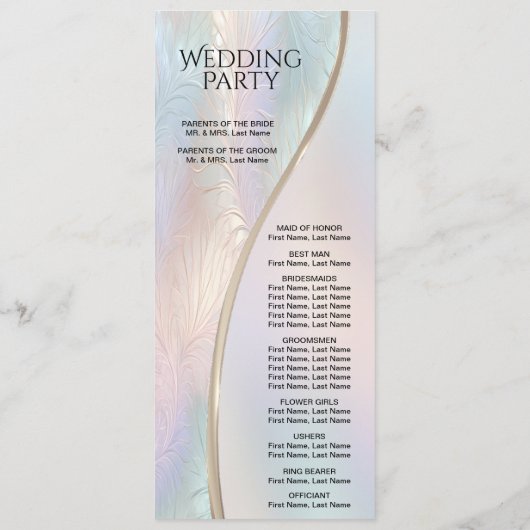 Modern Abstract iriserend huwelijksprogramma Programmakaart (Achterkant)