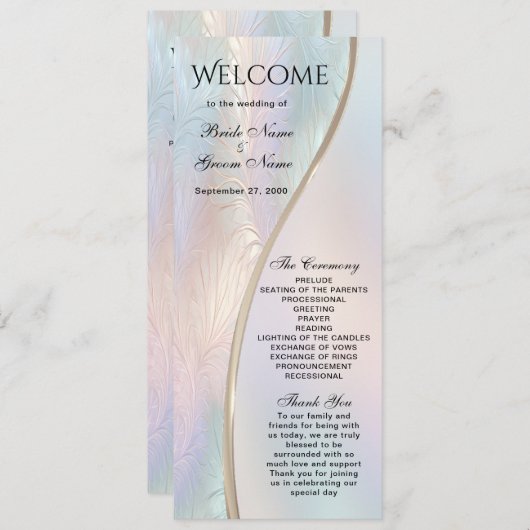 Modern Abstract iriserend huwelijksprogramma Programmakaart (Voorkant / Achterkant)