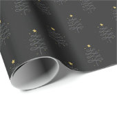 Modern Abstract kerstboom Black Holiday Gift Cadeaupapier (Rol Hoek)