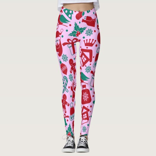 Modern Abstract kerstpatroon Leggings (Voorkant)