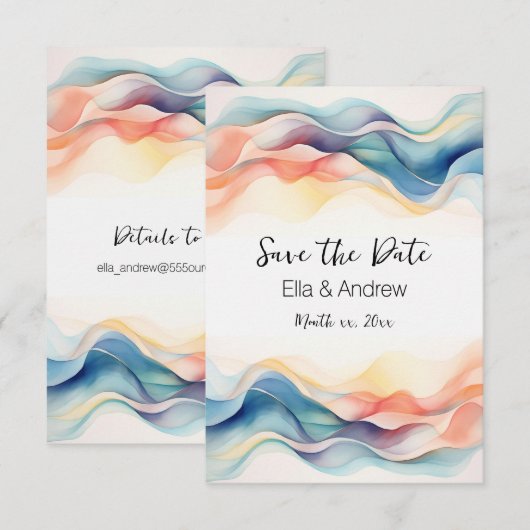 Modern Abstract Kleurrijk Design Save The Date (Voorkant / Achterkant)