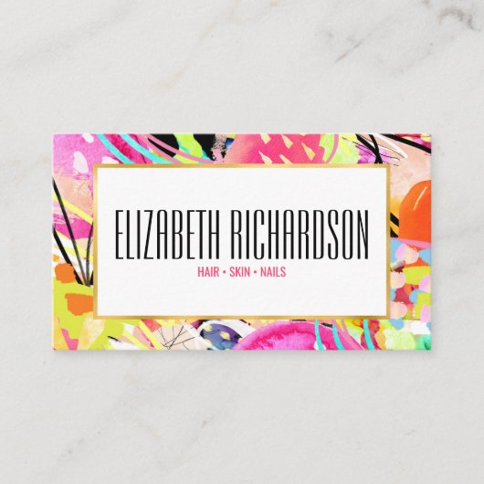 Modern Abstract Kleurrijk Neon Bold Levendig Visitekaartje (Voorkant)