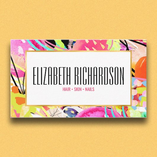 Modern Abstract Kleurrijk Neon Bold Levendig Visitekaartje