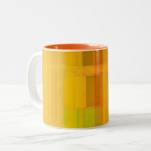 Modern Abstract | Kleurrijke Citrus kleuren Tweekleurige Koffiemok (Voorkant links)