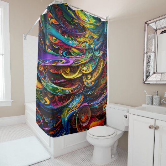 Modern Abstract kleurvol Douchegordijn (In situ)