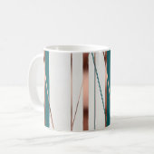 Modern, Abstract koper met accenten van Blauwgroen Koffiemok (Voorkant links)