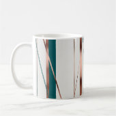 Modern, Abstract koper met accenten van Blauwgroen Koffiemok (Links)