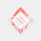 Modern Abstract koraal huwelijk Datum Bride & Groo Servet (Hoek)