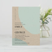 MODERN ABSTRACT KRAFT AQUA BLUE VERLOVING INVITE BEDANKKAART (Staand voorkant)